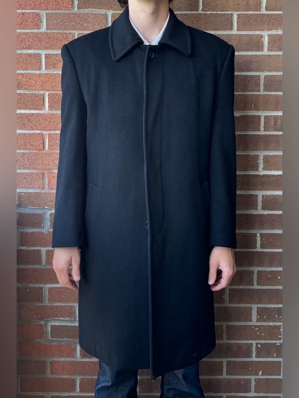 Joseph & Feiss Black Lambswool Single-Breasted Top Coat Overcoat Men's 40R - Picture 2 of 7